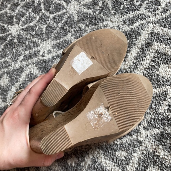 Gold Detail Cork Wedges - Picture 2 of 3